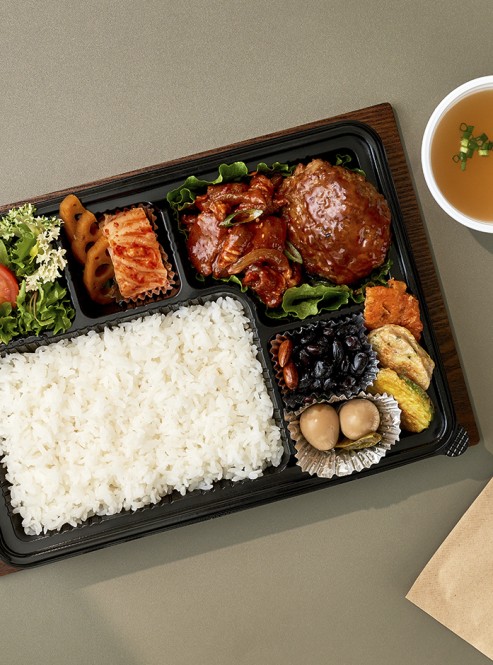 더블 제육볶음 함박스테이크 도시락