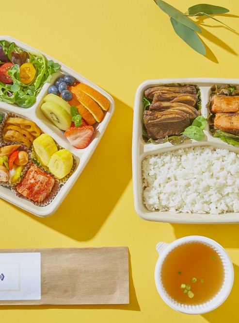 트윈 LA갈비 & 연어스테이크 도시락